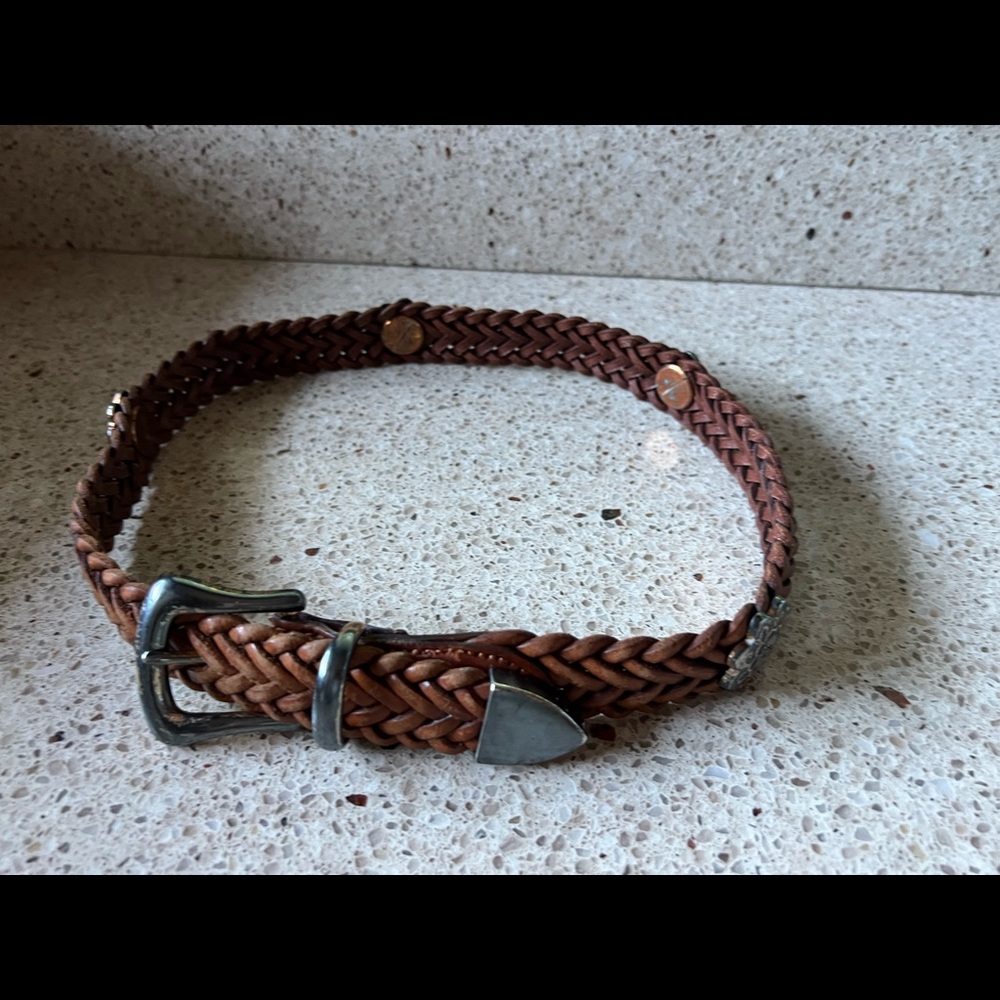 Vintage Western Brown Leather Concha Belt - Small